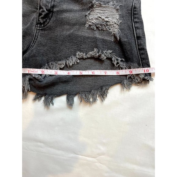 JBD Women's Cut-Off Denim Shorts Distressed High Rise Cotton Black Size Medium - Picture 6 of 9